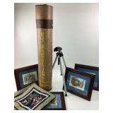 Framed Prints, Silk Pillow Covers, Tripod w/ Ft W