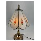 Vintage Floral Glass Shade Table Touch Lamp