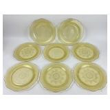 8-1930s Federal Amber Depression Glass Dinner