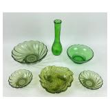 MCM Emerald Green Pedestal Bowl & Hazel Atlas