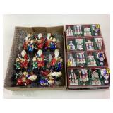 Glass Santa Ornaments, Christmas Village Porcelain