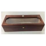 Wood Cigar Humidor with Hygrometer, Locked