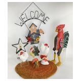 Rooster Figurines, Wall Decor
