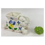 Mann Elephant Planter & Nancy Lopes Frog Trinket