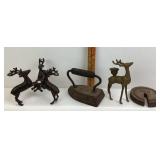 Brass Deer, Sad Iron, Cast Iron Counterpoise Weigh