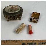 Metal Jewelry Box, Mini Button Box, Pearl-Style Li