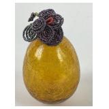 Amber Crackle glass Kugel Style Ornament with