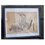 Frank Brown 1980 Steamboat Sketch Art Print