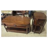 Wood Coffee Table With Center Drawer Accessible