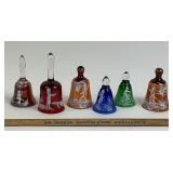 Mary Gregory Glass Bells With Etched Designs