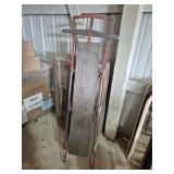Wooden & Red Steel Runner Snow Sled 62 in. Long
