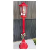 Red Christmas Snow Globe Style Lamp Post with Sant