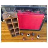 Miniature Decorative Items, Wooden Display, Suitca