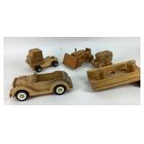 Wooden Toy Vehicles Including Truck, Grader