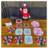 Crocheted Santa, Ornaments, Coasters, LED Decor