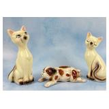 1950s-60s Porcelain Siamese Cat Set & Bulldog
