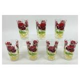 7 MCM Anchor Hocking Swanky Swig Flowers Red