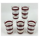 5 MCM Hazel Atlas Maroon & White Striped Drinking