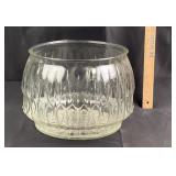 Pressed Glass Round Bowl With Diamond Pattern