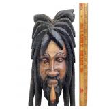 Hand Carved Wooden Rastafarian Bust