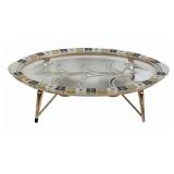 Mid-Century Glass Relish Tray And ï¿½Metal Stand Wit