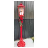 Red Santa-Themed Holiday Lamppost Snow Globe Style
