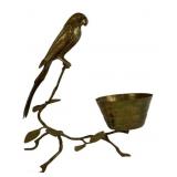 Hollywood Regency brass parrot on branch planter