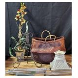 Decor Basket, Metal Easel, Faux Orchid, Stand
