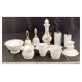 Hobnail Milk Glass Bowls, Bells, Shakers, Vases