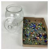 Glass Marbles With Jar