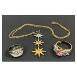 .925 Sterling Silver Gold tone Necklace with BGE