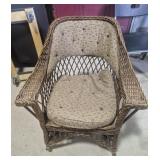 Brown Wicker Rocking Chair With Removable