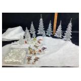 Glass Christmas Trees, Christmas Village Pieces