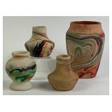 Nemadji Pottery Marbled Clay Vases Group