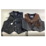 Buffalo Genuine Leather Fringe Vests, 2 Pc
