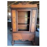Wood Display Cabinet With Carved Details