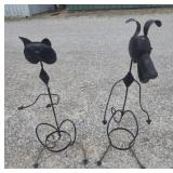 Metal Plant Holders (2) Dog 39 in. H & Cat 36 in.