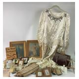 Silk Wedding Dress, Framed Prints, Leather Bag