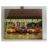 Happy Dayz Diner Lighted Print with Classic Cars