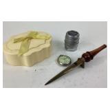 Ingraham Pocket Watch, Letter Opener, Metal Banks