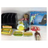 Toys and Organizer Lot Including Dr Scholl