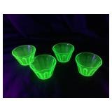 4 1930s Hazel Atlas Uranium Glass Bowls Set