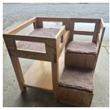 Handcrafted Wooden Pet Loft Bed & Stairs