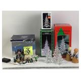 Glass Christmas Trees, Ceramic Figurines, Holiday