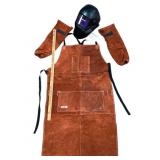 QeeLink Leather Welding Apron, Sleeves, Mask