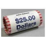 John Adams Presidential Dollar $25 Coin Roll