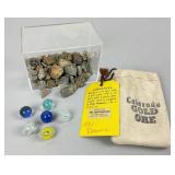 Colorado Gold Ore Full Bag & Vintage Marbles