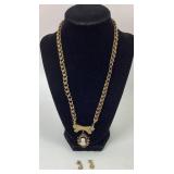Vintage Cameo Jewelry Necklace & Earrings