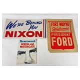 Nixon Campaign Sign, Newsweek Watergate, Ford Post