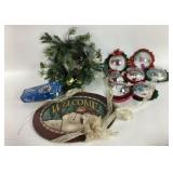 Christmas Decorations With Wreath, Ornaments, Ligh